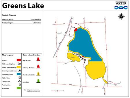 Map of Greens Lake, link opens in a new window