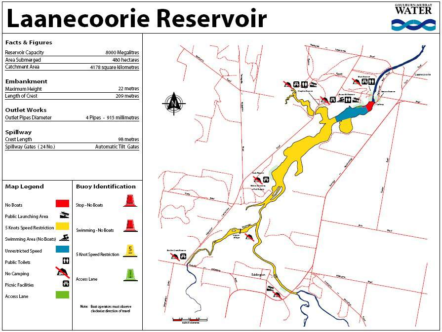 Laanecoorie Reservoir Boating Map