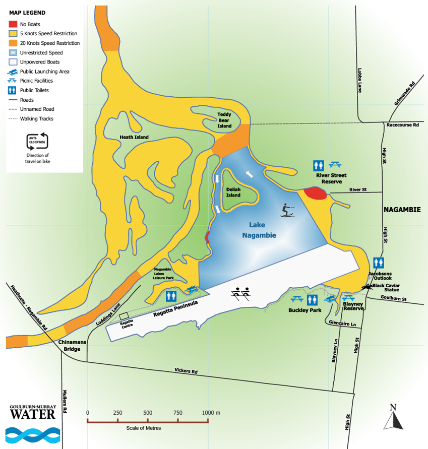 Detailed map of the facilities at Lake Nagambie