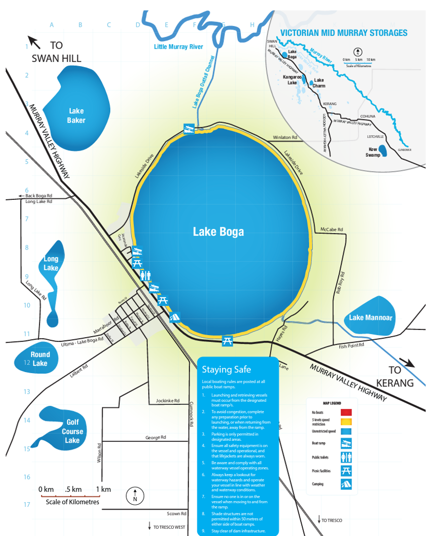 Detailed map of the facilities at Lake Boga
