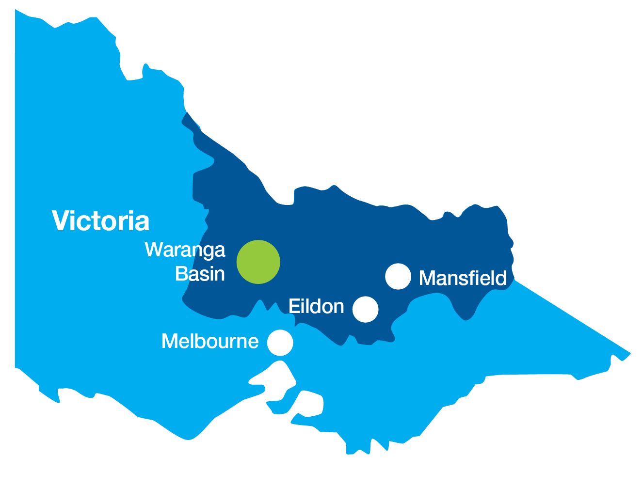 Waranga Basin location in map of Victoria